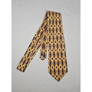 Robert Talbott Best Of Class Modern Gold Silk Tie w Blue Accents 60 x 4” USA